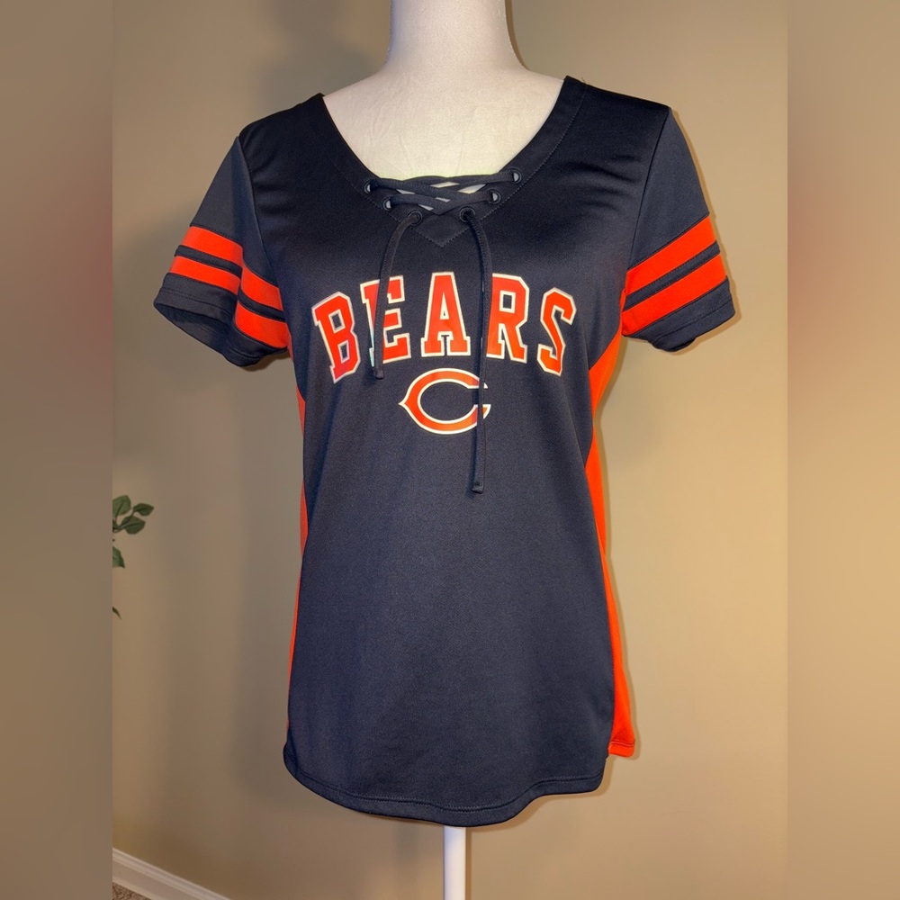EUC Chicago Bears Jersey: Women's V-Neck, Lace Up, Short Sleeves